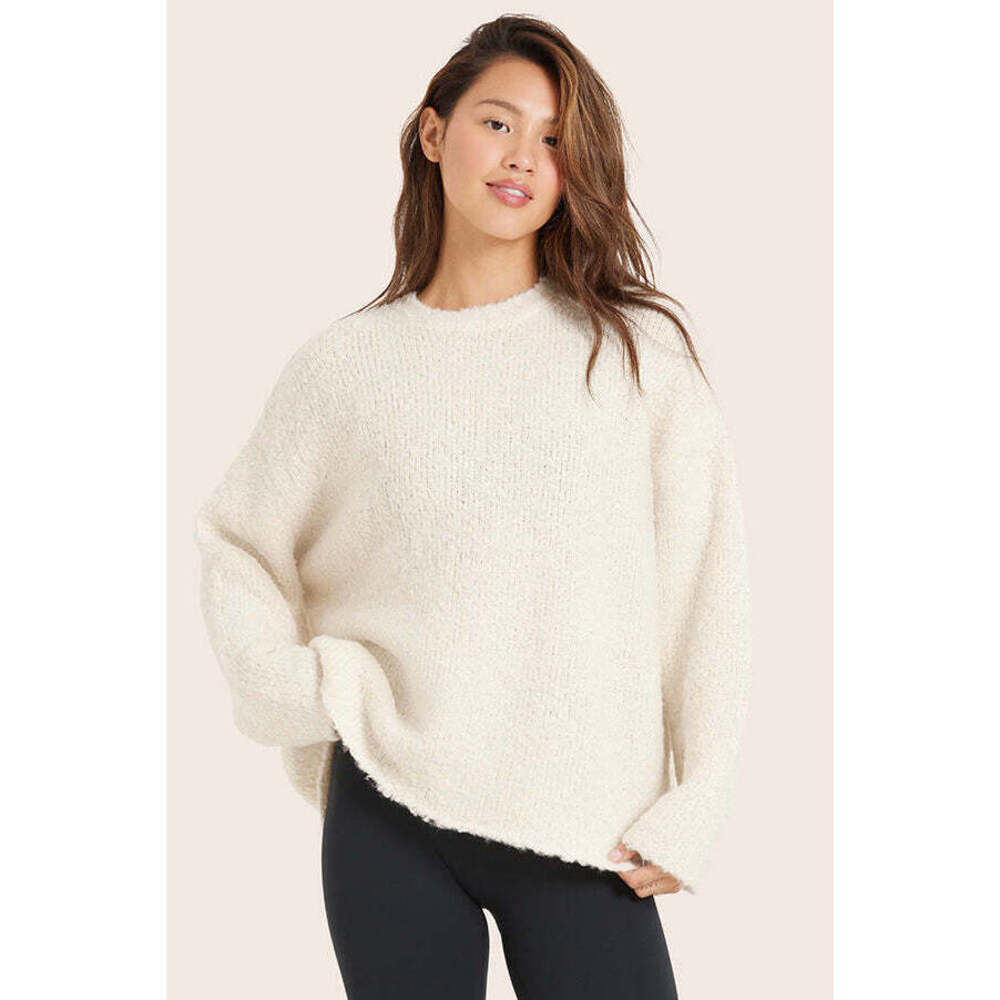 SET Active BOUCLÉ OVERSIZED CREWNECK SWEATER - OPAL Size SOpal / S